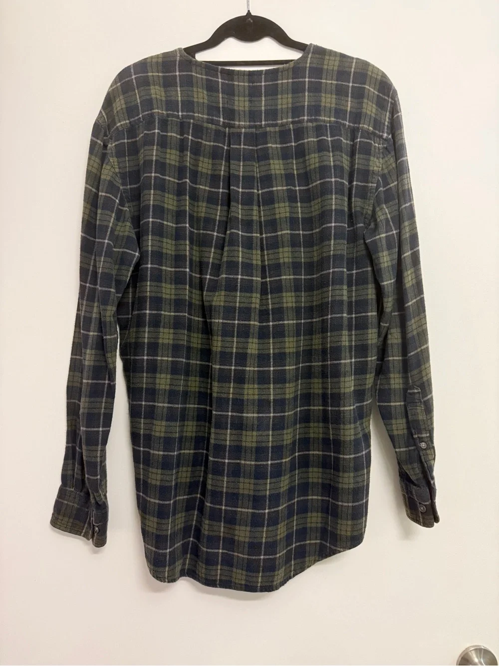 Furst of a Kind Navy Pullover Layered Sweater with Green Plaid Shirt